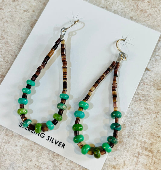 Navajo Handmade Kingman Turquoise teardrop earrings