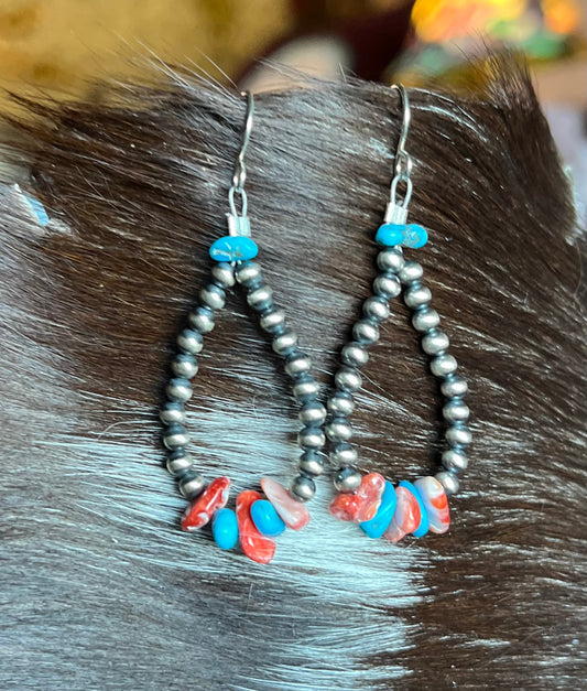 Navajo hand-strung pearl earrings