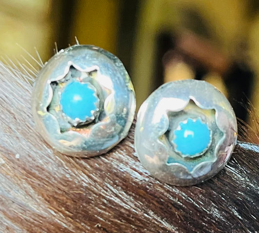 Sterling silver & Genuine turquoise stud earrings.