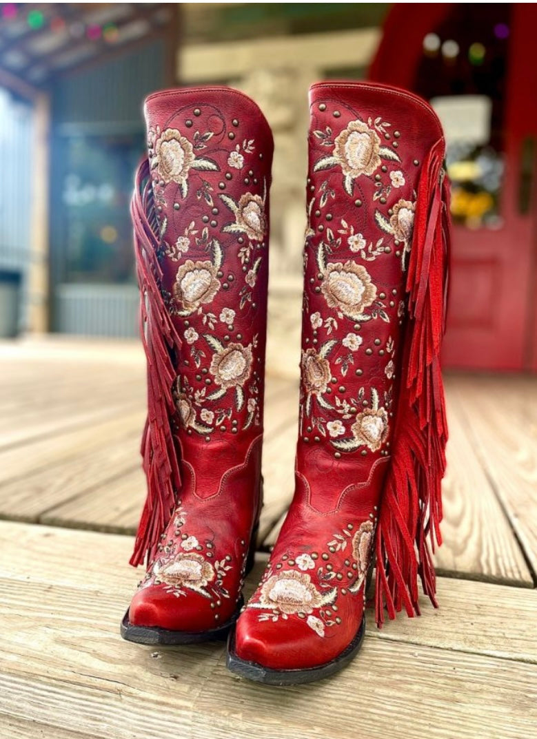 Junk Gypsy Wallflower Boot by Lane Smoldering Ruby