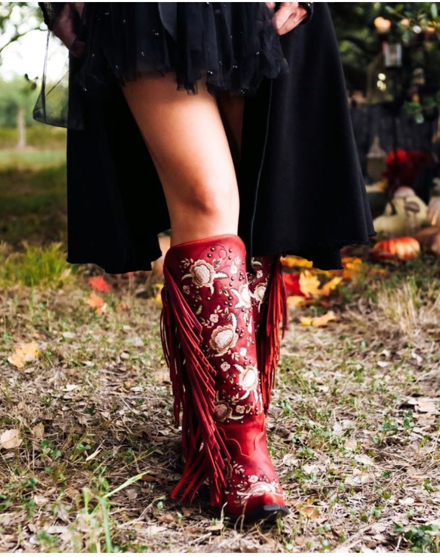 Junk Gypsy Wallflower Boot by Lane Smoldering Ruby